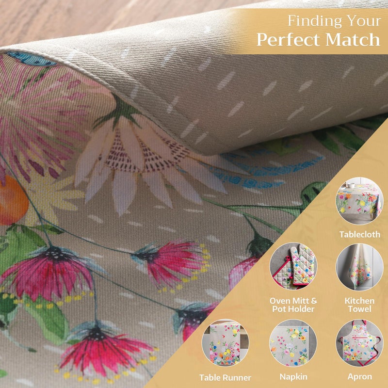 Maison d' Hermine Placemats Set of 4 100% Cotton Washable Cloth Place Mats, Reusable Table Mats for Kitchen Dining Decoration, Party, Wedding, Restaurant Spring/Summer (Jardin D'Ete - Fog, 13" x 19") - Image 5